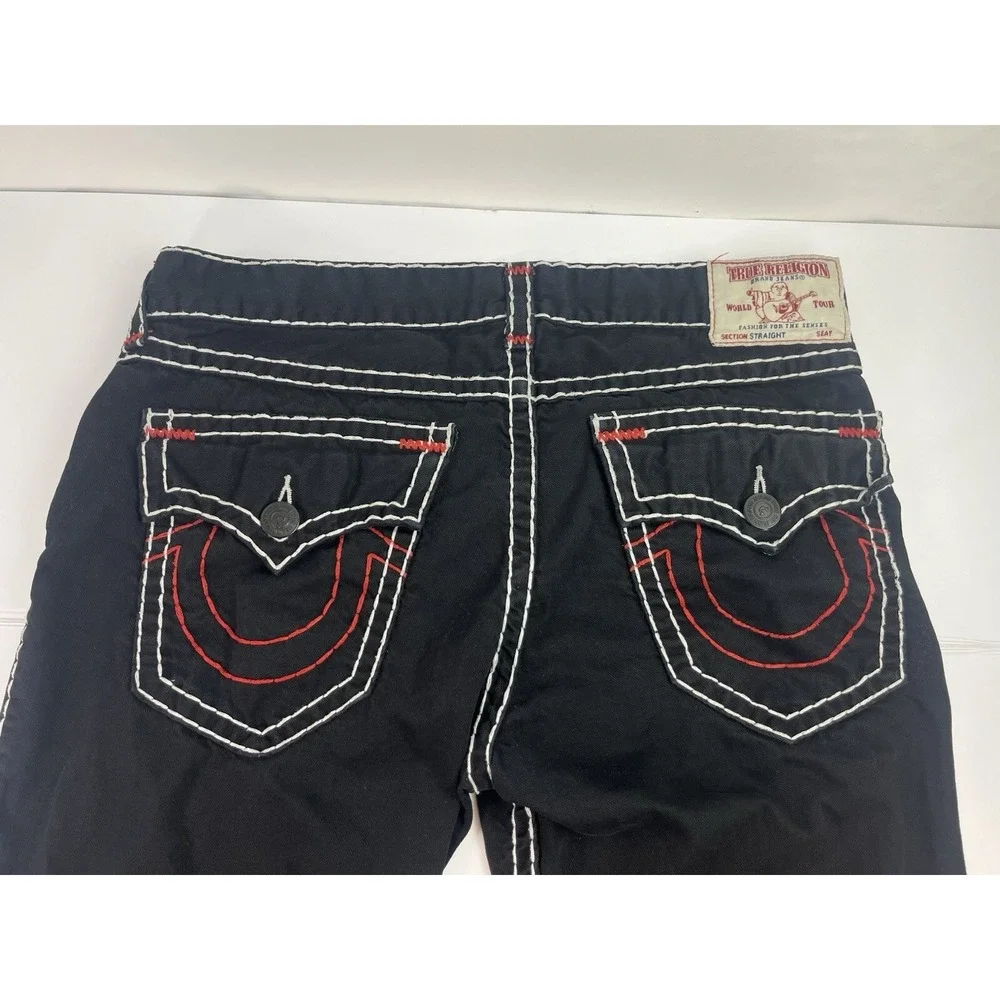 True Religion Dark Desire Jeans Men's Size 38 36x31 Black Red White Rope Stitch
